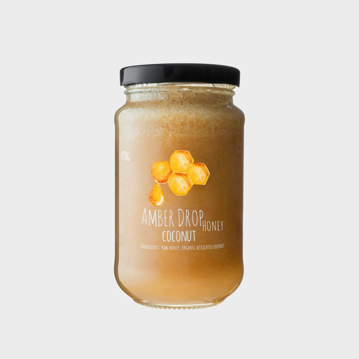 Honey - 100% Raw - 490g Coconut - Locally Sourced (Amber Drop)