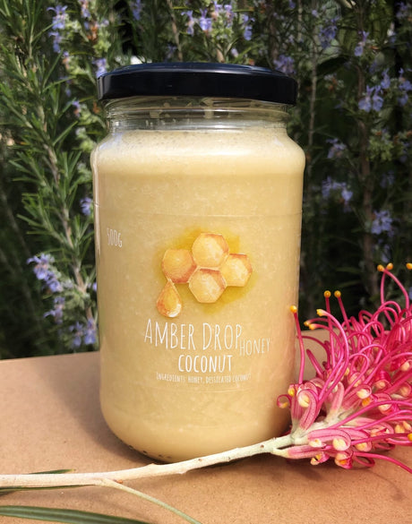 Honey - 100% Raw - 490g Coconut - Locally Sourced (Amber Drop)